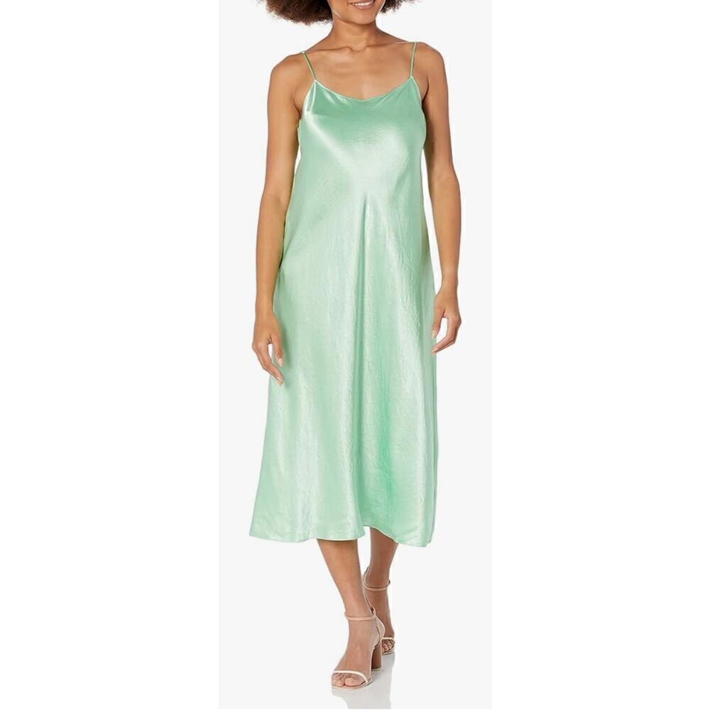 Vince Satin Slip Dress in Lime Green NWT Size Large